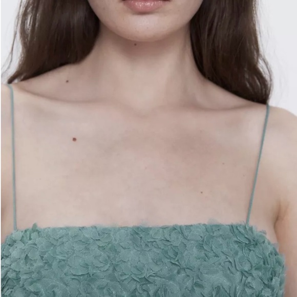 Zara 3D Floral Chiffon Dress Size Small - Picture 4 of 7